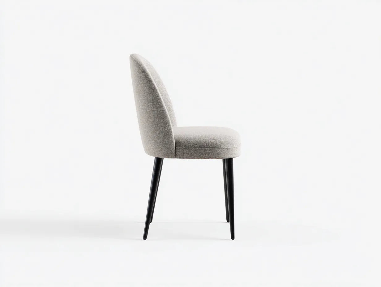 Silla de comedor de tejido gris perla 47×54×84 cm - diseño compacto sin brazos