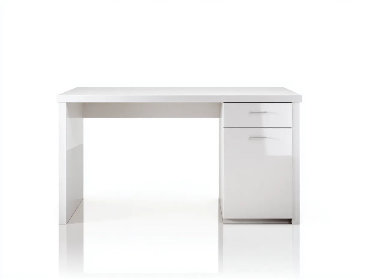 Escritorio de oficina de tablero laminado 110×55×75 cm - blanco - compacto con almacenaje integrado