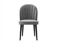 Silla de comedor tapizada 51×58×89 cm – gris claro/negro – respaldo arqueado con base metálica para cocina