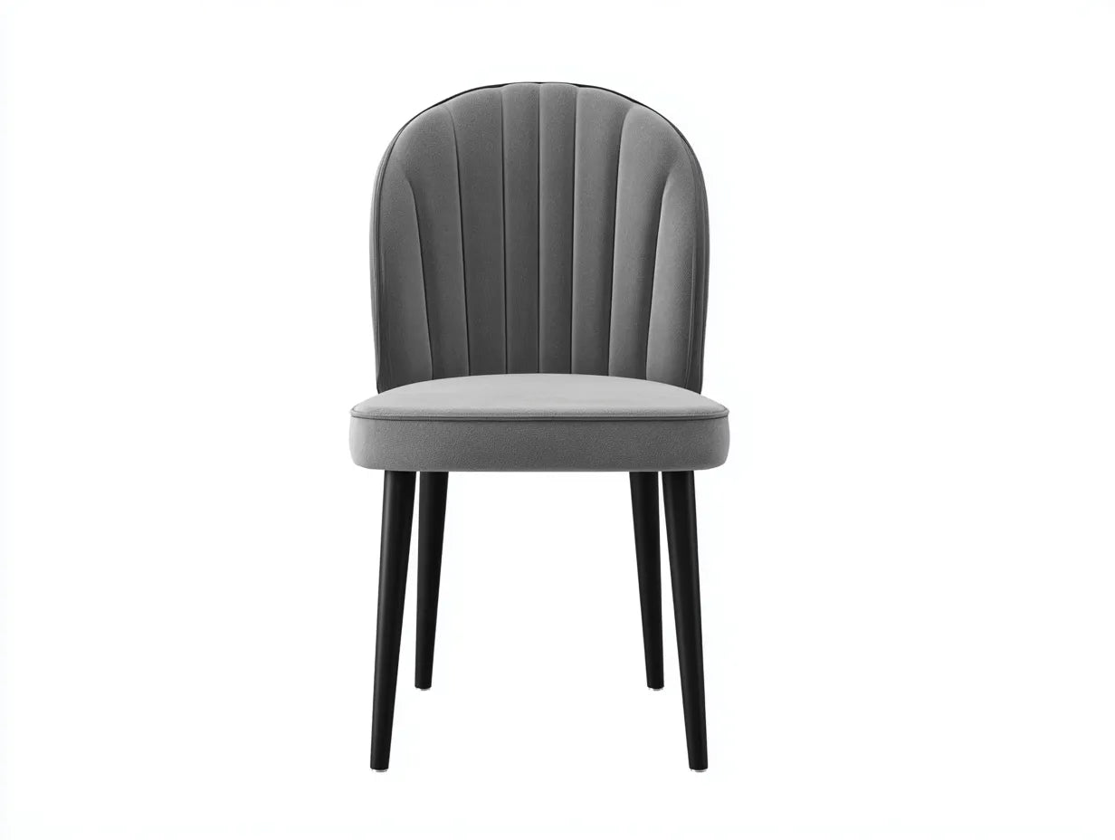 Silla de comedor tapizada 51×58×89 cm – gris claro/negro – respaldo arqueado con base metálica para cocina