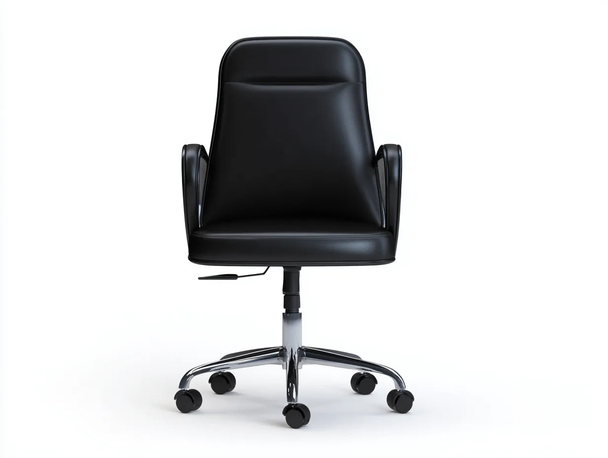 Silla de oficina compacta negra 64×65×96-106 cm - respaldo medio y asiento giratorio