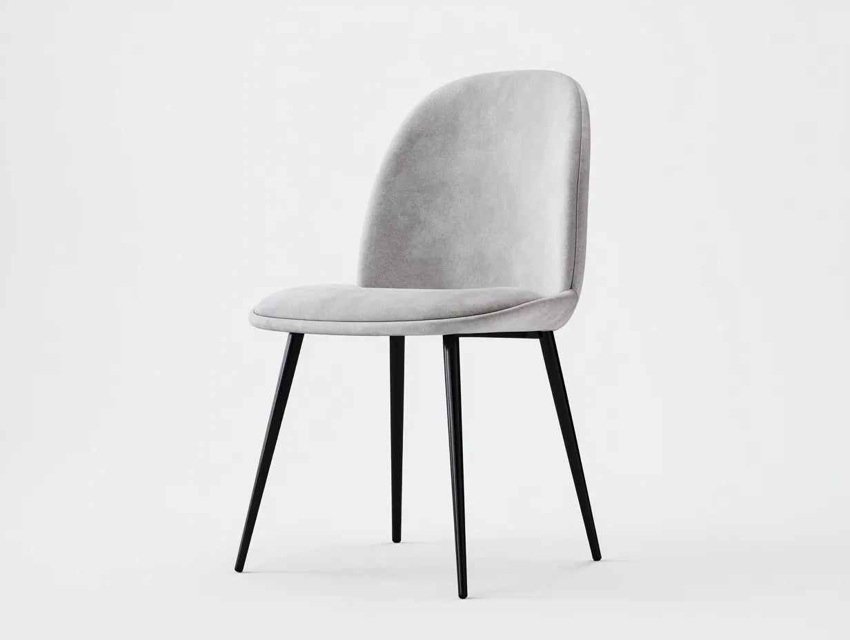 Silla de comedor tapizada 49×55×86 cm - gris claro y negro - respaldo curvo moderno