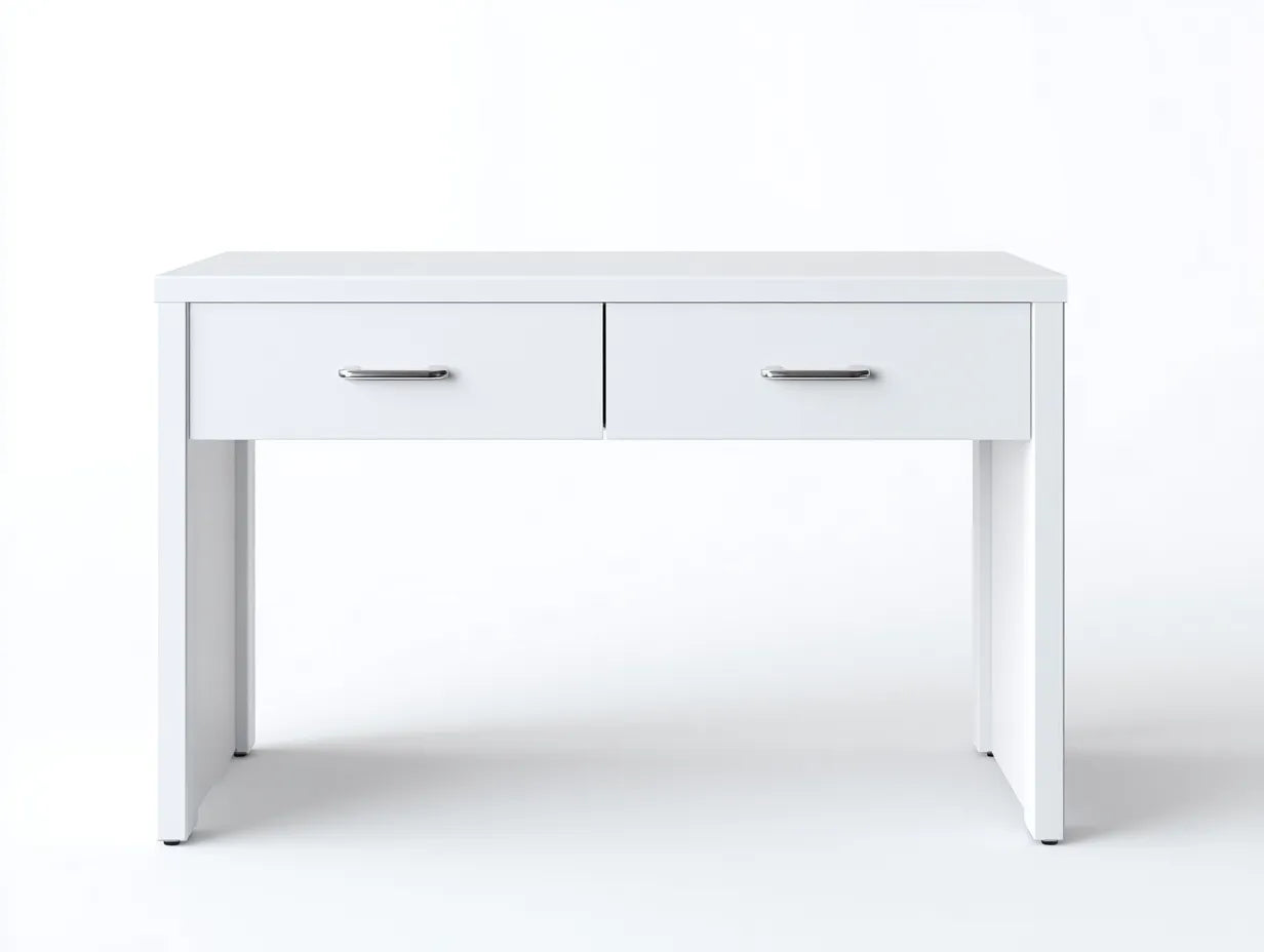 Escritorio de oficina de tablero laminado 100×50×75 cm - blanco - compacto con almacenamiento