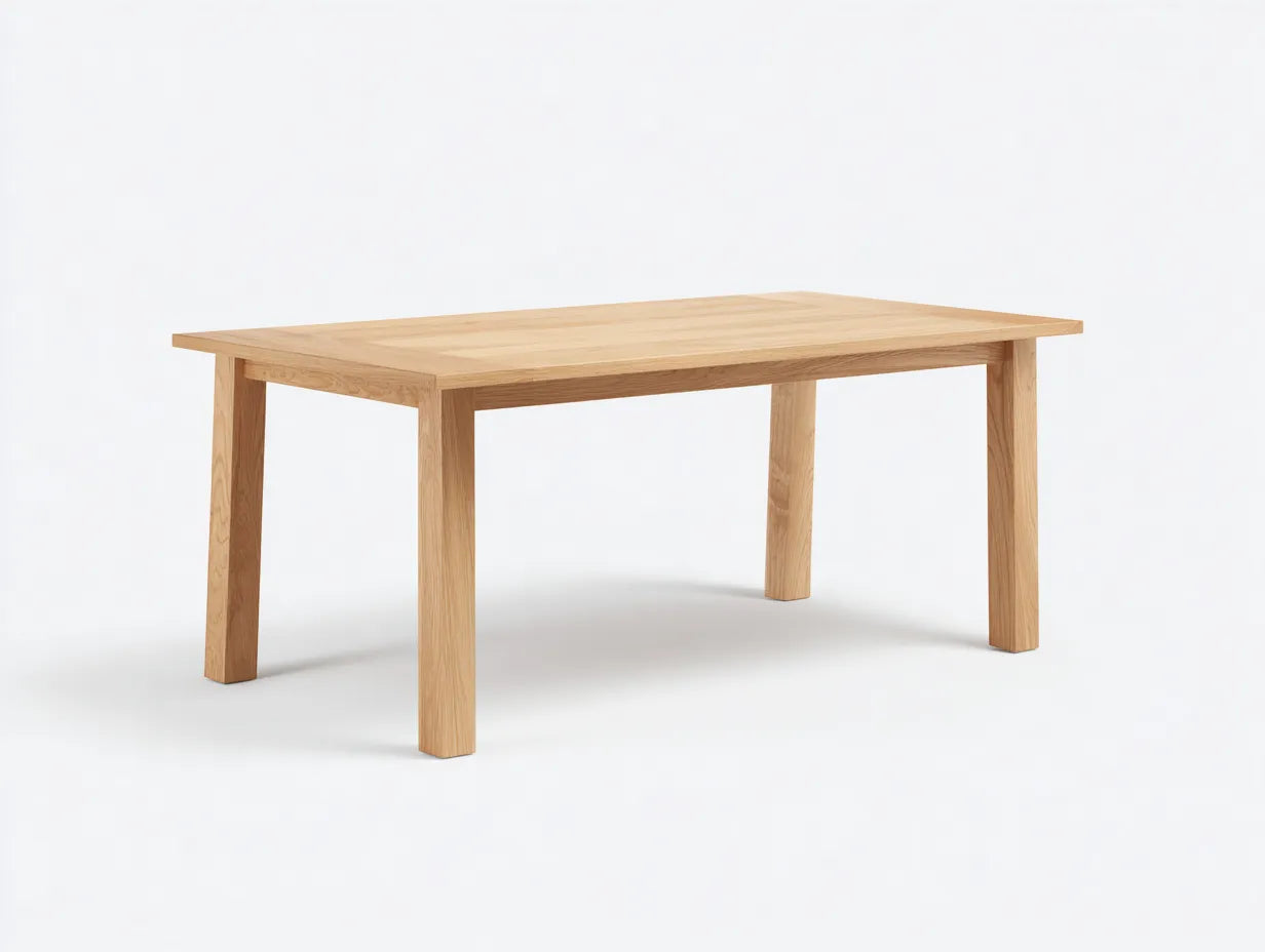 Mesa de comedor de madera 160×80×75 cm - roble claro - estilo recto para cocina