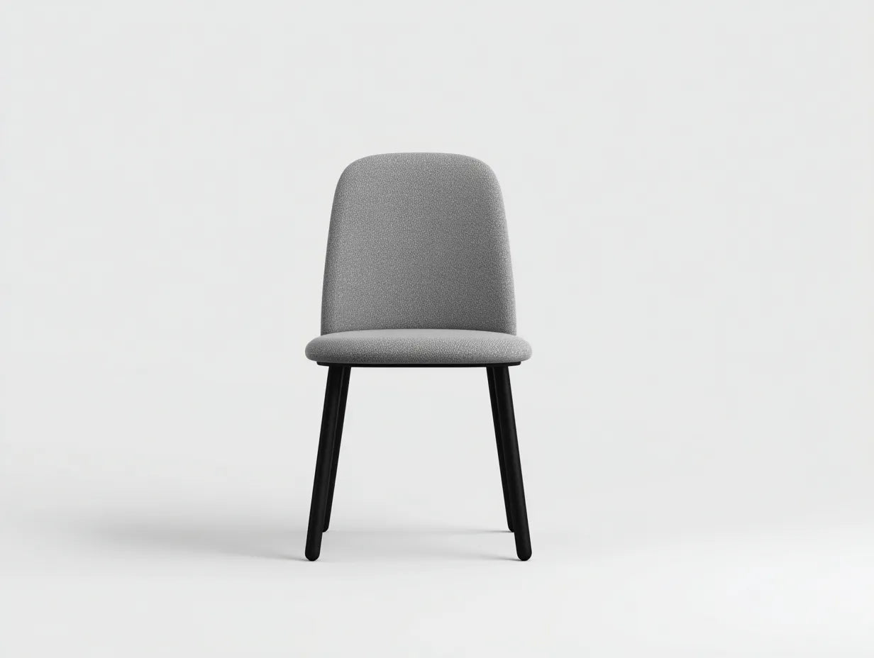 Silla de comedor tapizada 48×55×84 cm - gris claro y negro - respaldo curvo para cocina