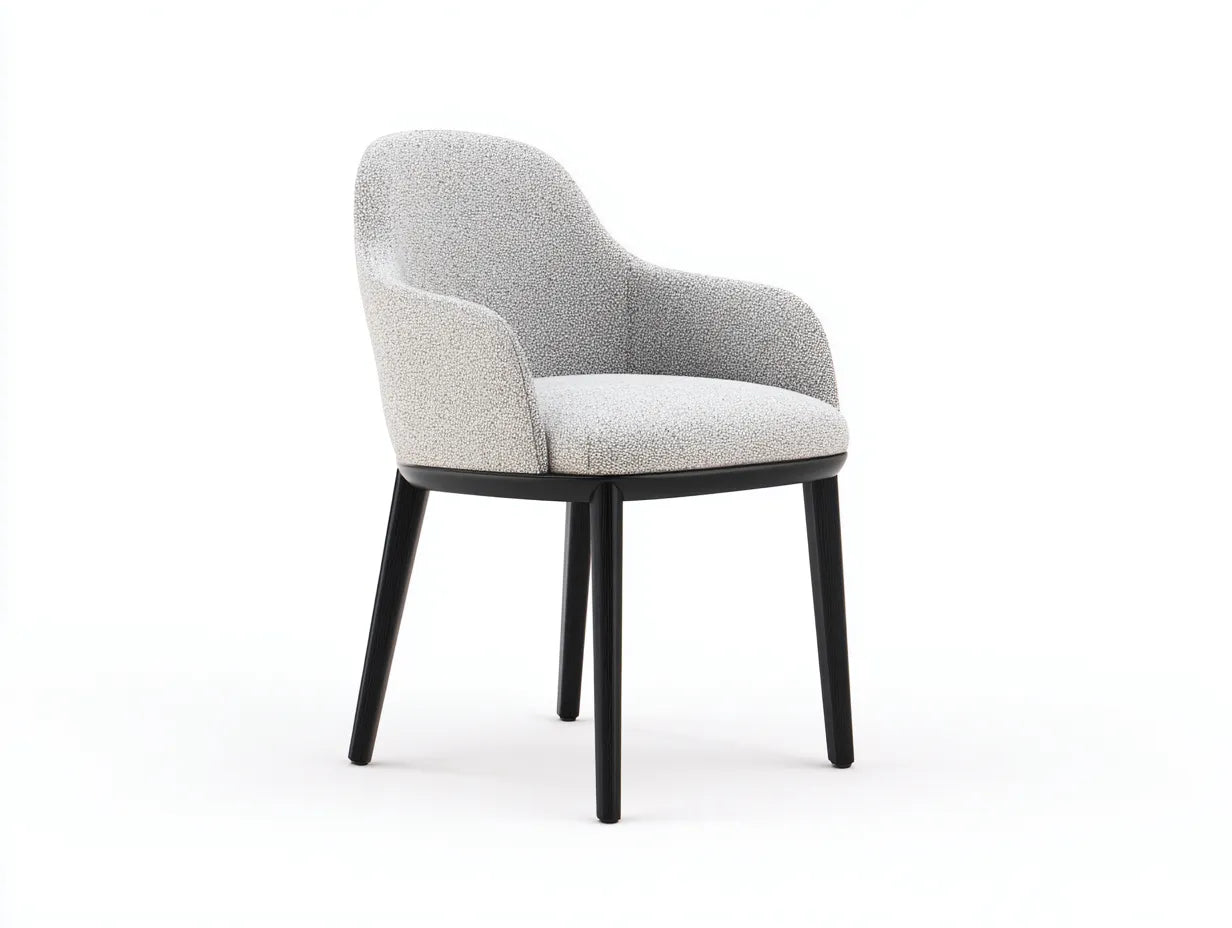 Silla de comedor tapizada 58×60×82 cm - gris claro - con respaldo envolvente
