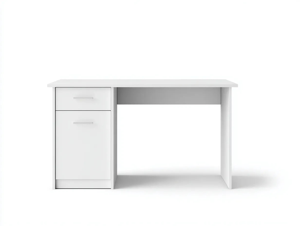 Escritorio de oficina 120×55×75 cm - tablero de madera - blanco - con almacenamiento integrado