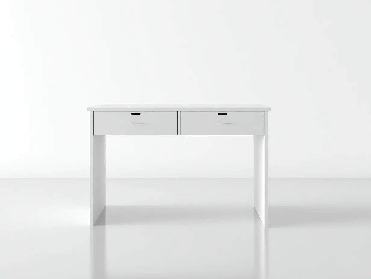 Escritorio de oficina 100×50×76 cm - blanco - con almacenamiento frontal minimalista