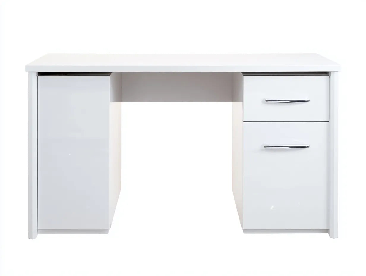 Escritorio de oficina 120×50×75 cm - madera blanca - para oficina - con almacenamiento cerrado