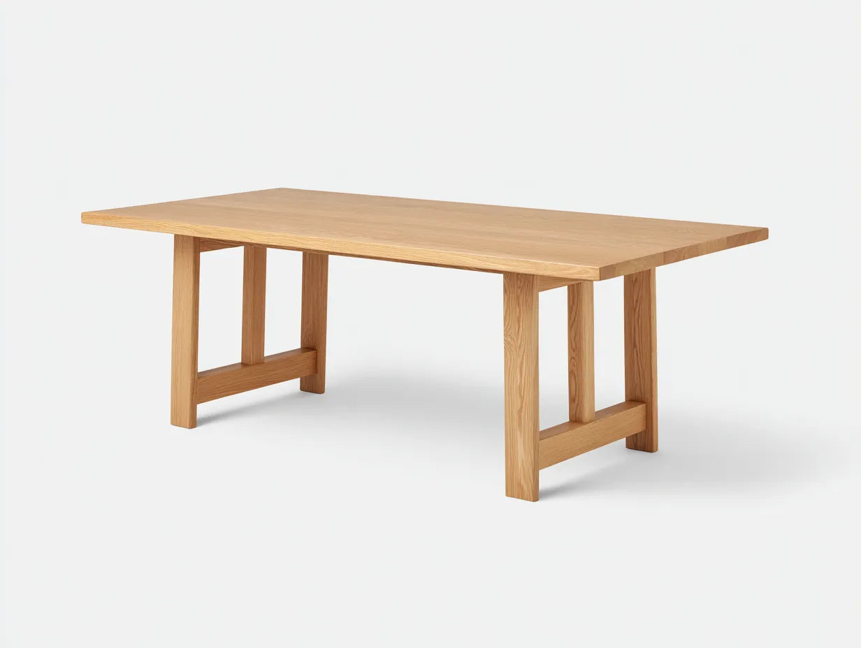 Mesa de comedor de madera 180×90×75 cm - madera clara - estilo natural para cocina