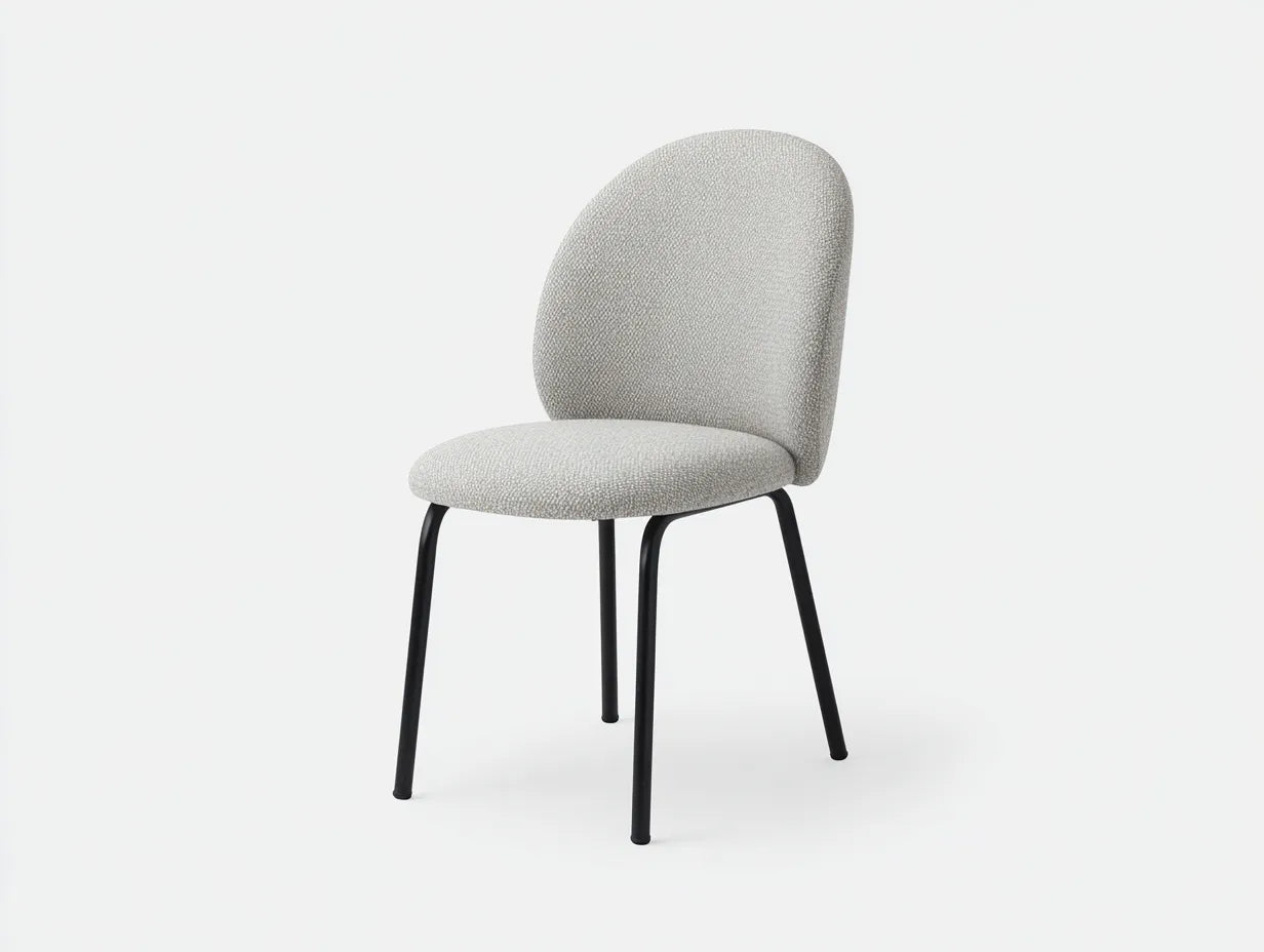 Silla de comedor tapizada en tejido gris 51×56×88 cm - respaldo acanalado y asiento acolchado