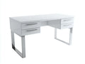 Escritorio de oficina de tablero laminado y metal 130×60×75 cm - blanco/plata - con almacenamiento suspendido