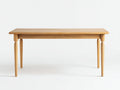 Mesa de comedor de madera 180×90×76 cm – roble claro – diseño clásico con faldón curvo para cocina