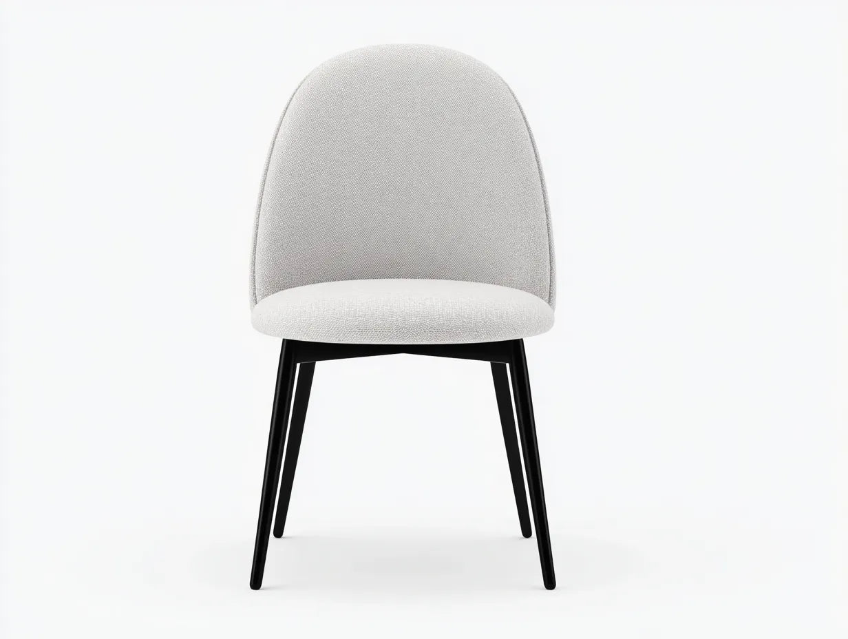 Silla de comedor tapizada en tejido topo 48×54×83 cm - carcasa curva y patas negras