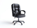 Silla de oficina tapizada negra 68×69×113-123 cm - respaldo alto con apoyo cervical y base cromada