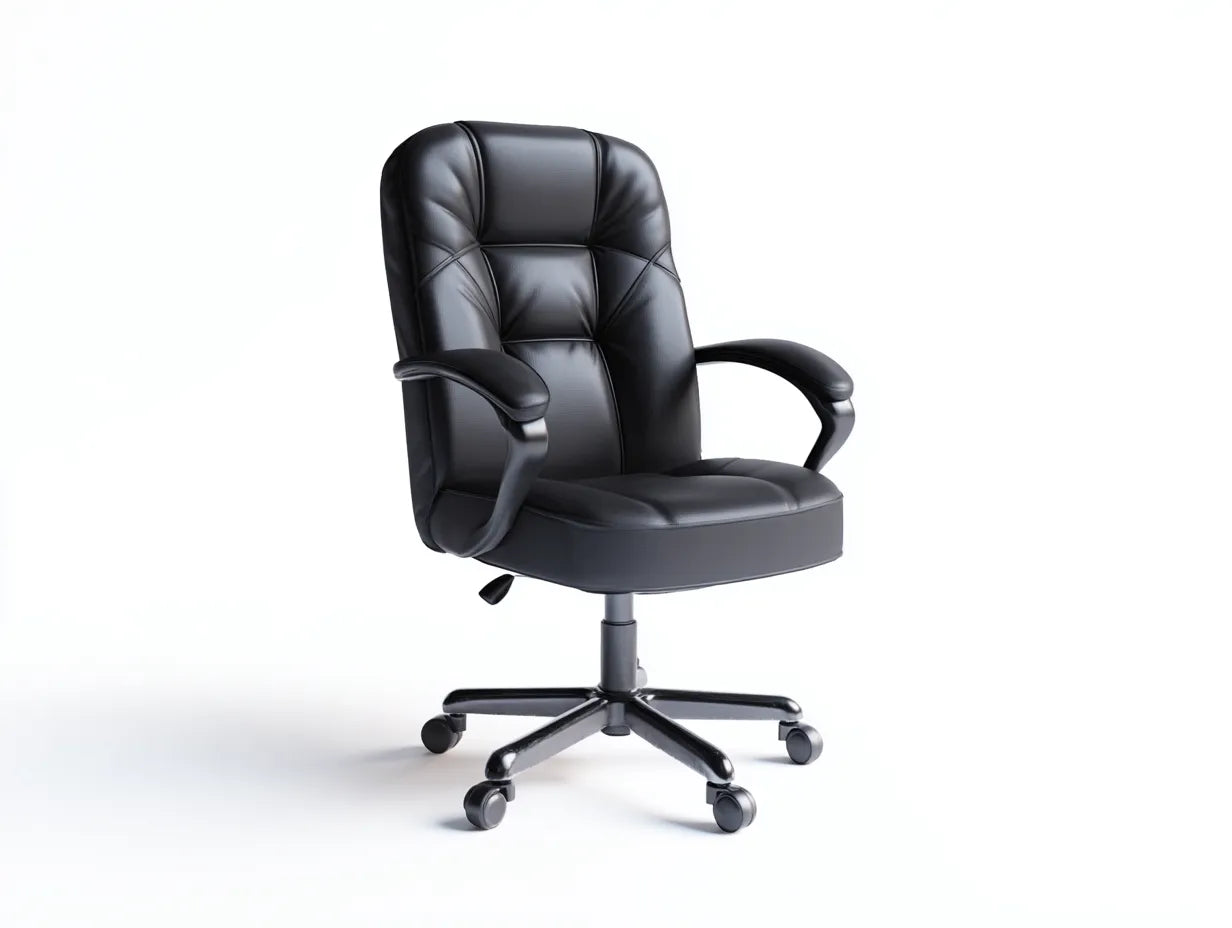 Silla de oficina tapizada negra 68×69×113-123 cm - respaldo alto con apoyo cervical y base cromada