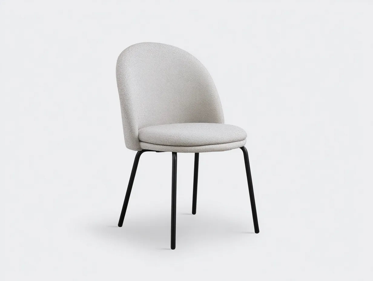 Silla de comedor tapizada 49×56×88 cm – gris claro/negro – respaldo ovalado para cocina