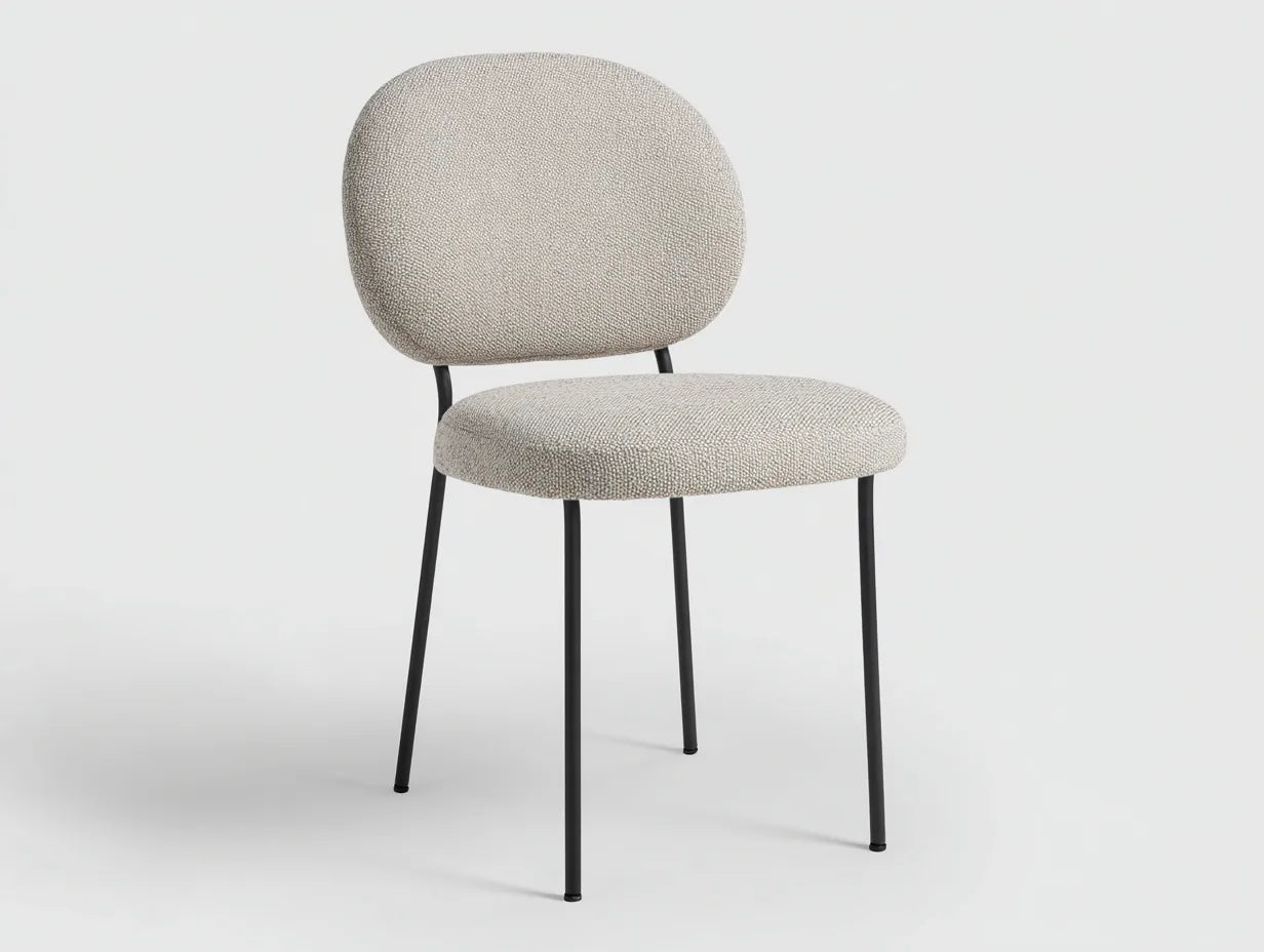 Silla de comedor tapizada en tejido gris piedra 49×56×87 cm - para cocina con respaldo alto