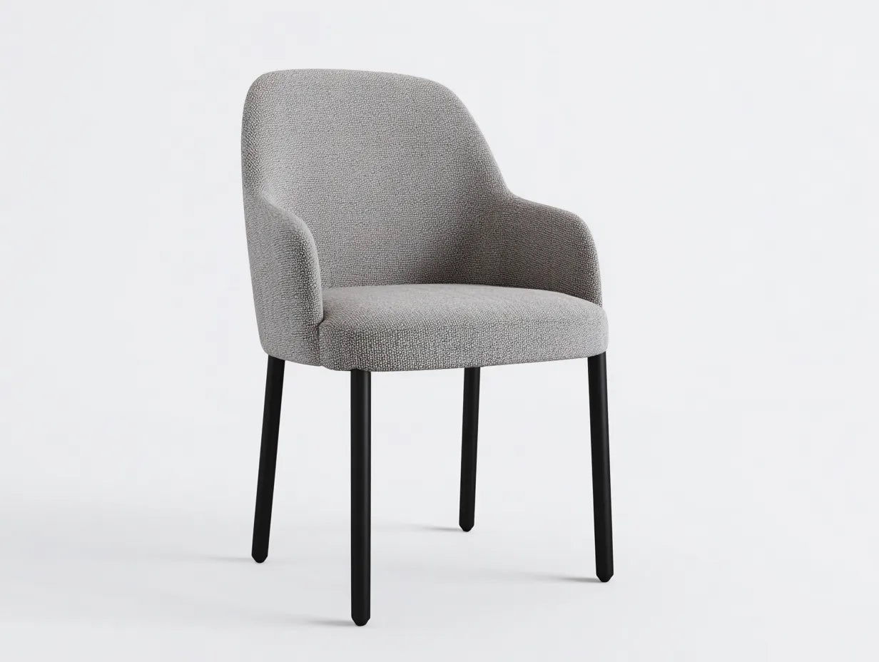 Silla de comedor de tejido 50×55×87 cm – gris claro/negro – diseño ovalado minimalista para cocina