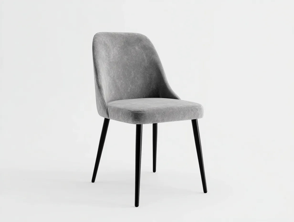 Silla de comedor de tejido y metal 52×47×86 cm - gris/negro - respaldo envolvente