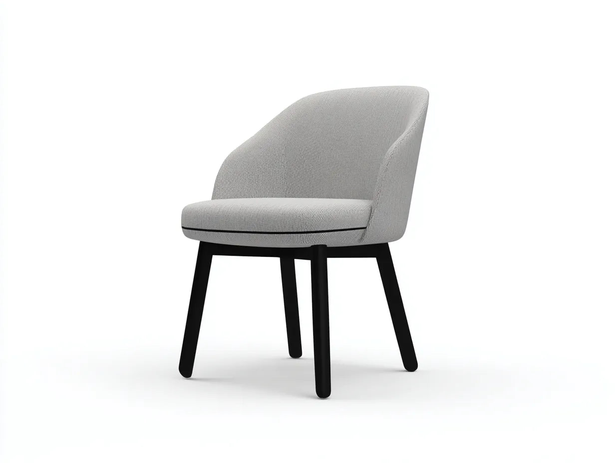Silla de comedor tapizada en tejido gris claro 58×61×84 cm - brazos integrados y patas negras