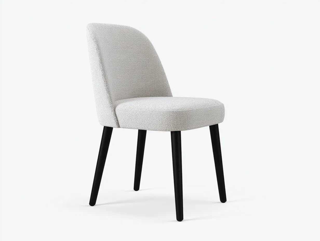 Silla de comedor tapizada en tejido gris claro 50×57×86 cm - respaldo redondeado sin brazos