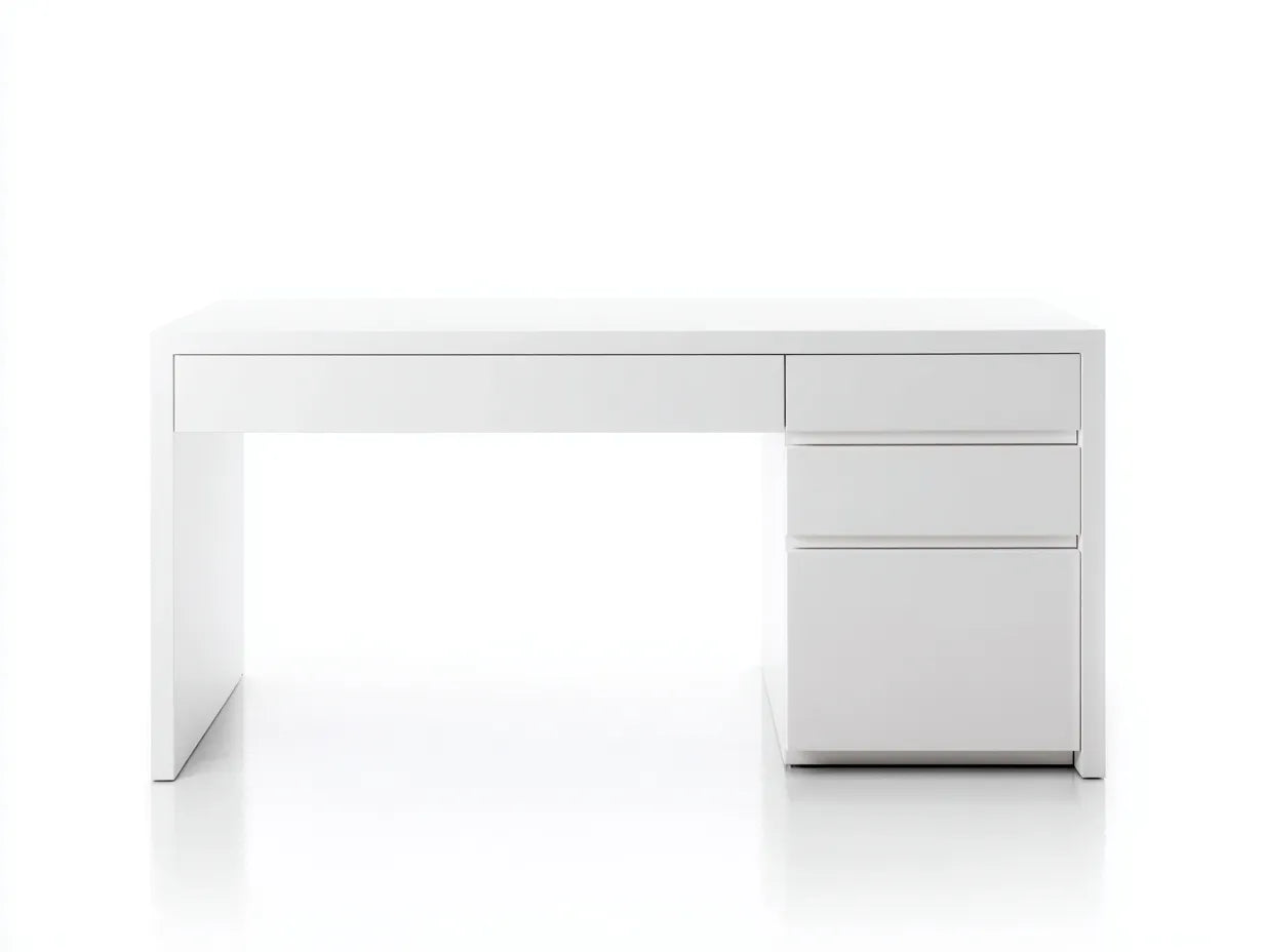 Escritorio de oficina 130×60×75 cm - tablero de madera - blanco - con almacenamiento cerrado