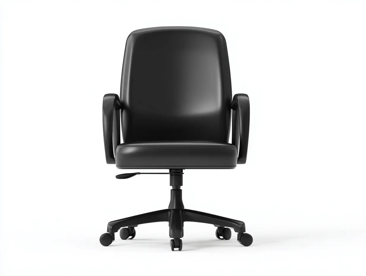 Silla de oficina compacta de piel sintética 59×61×91-101 cm – negra – giratoria con ruedas