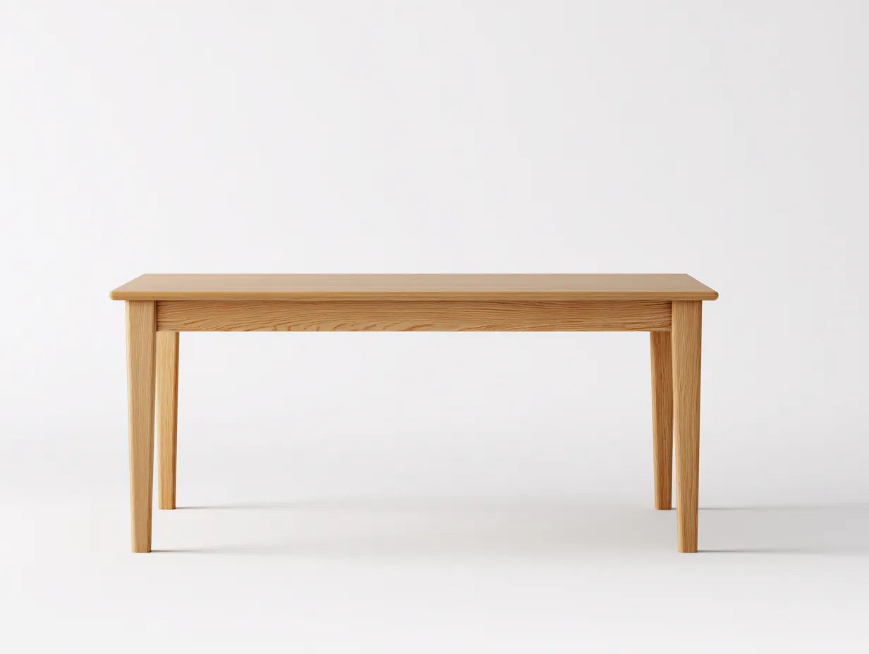 Mesa de comedor de madera 220×100×76 cm – madera clara – formato extralargo con patas afinadas para cocina